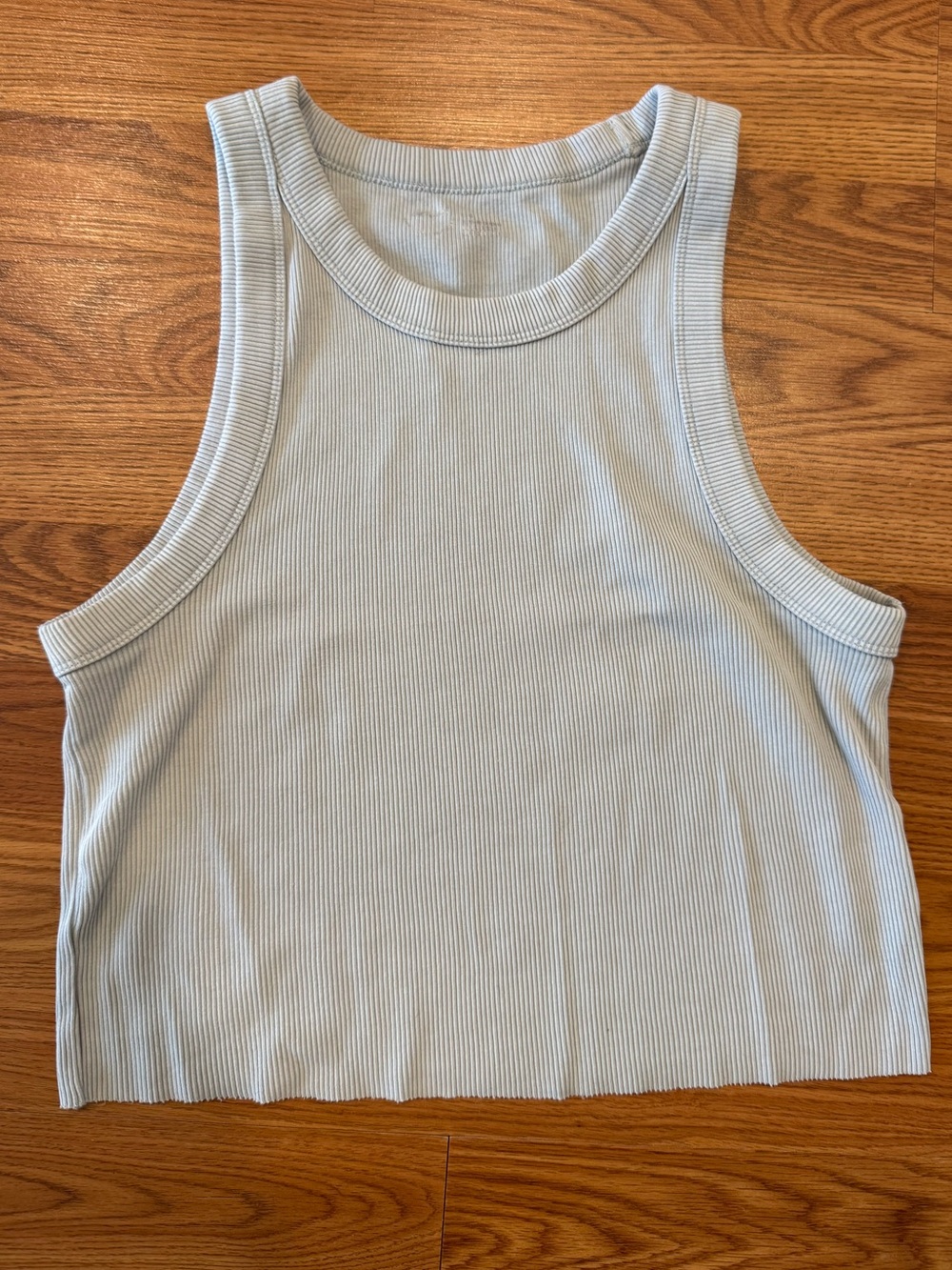 Aerie Ribbed Cropped High Neck Tank Top Size Large Gray